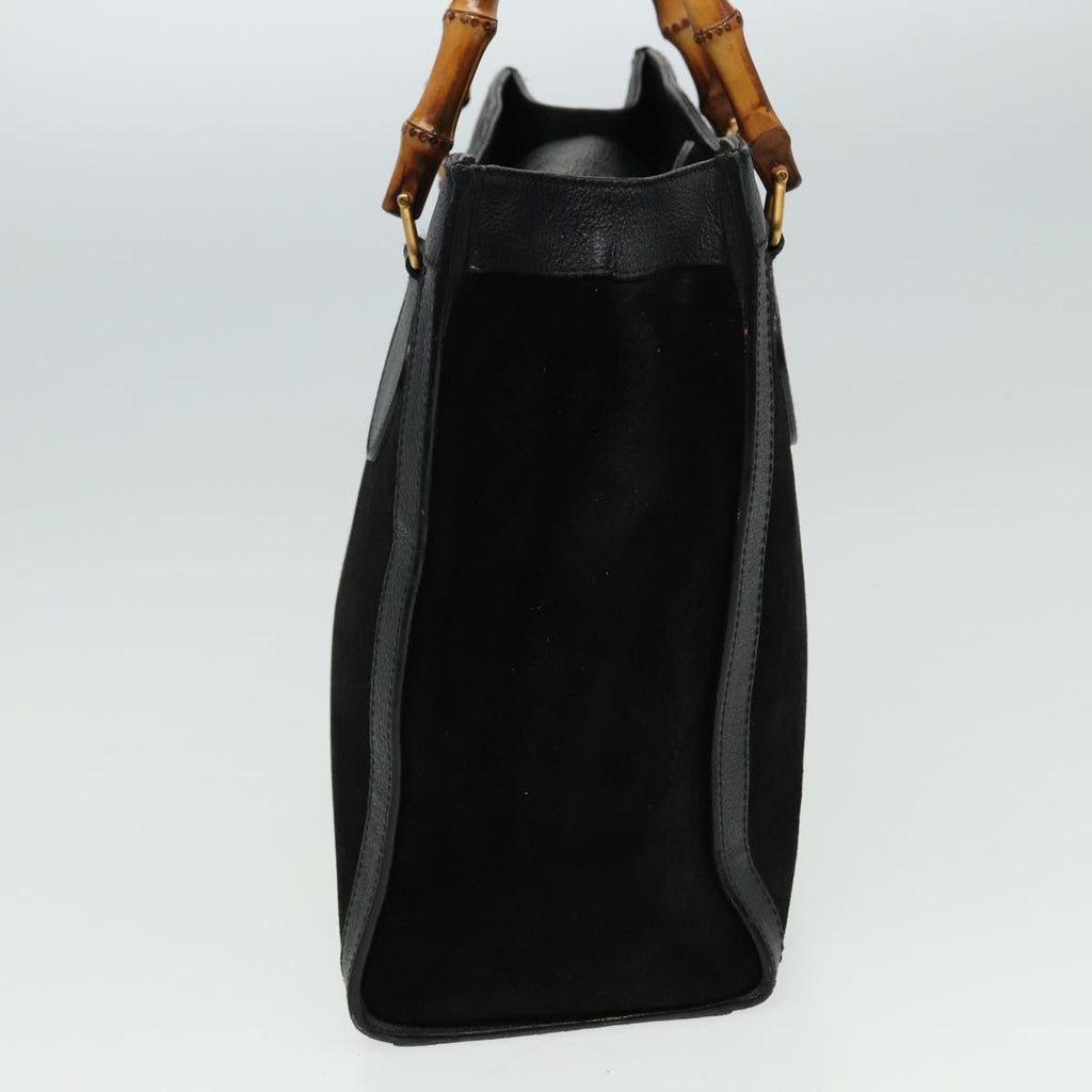 GUCCI Bamboo Hand Bag Suede Leather Black 002 1186 0260 81329