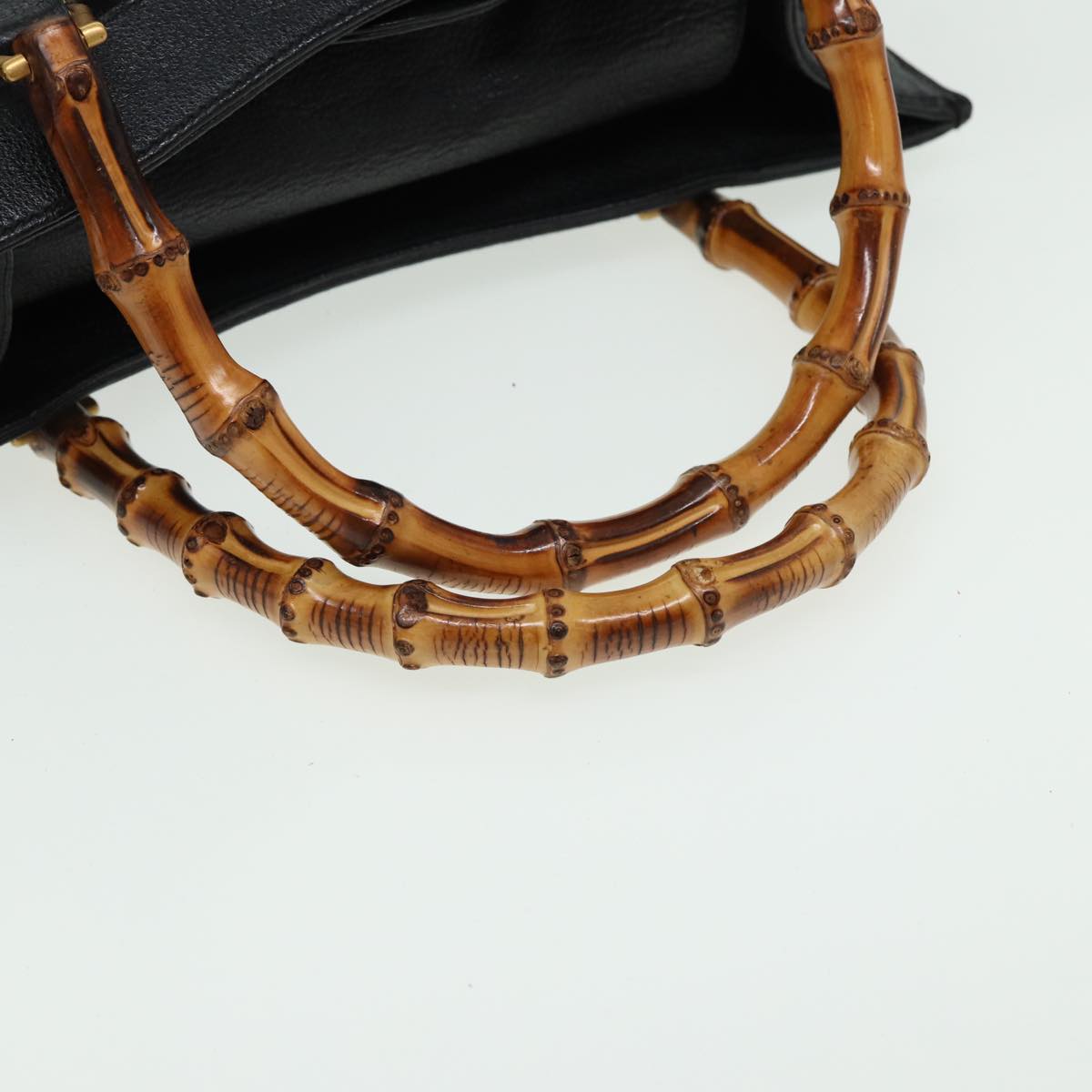 GUCCI Bamboo Hand Bag Suede Leather Black 002 1186 0260 81329