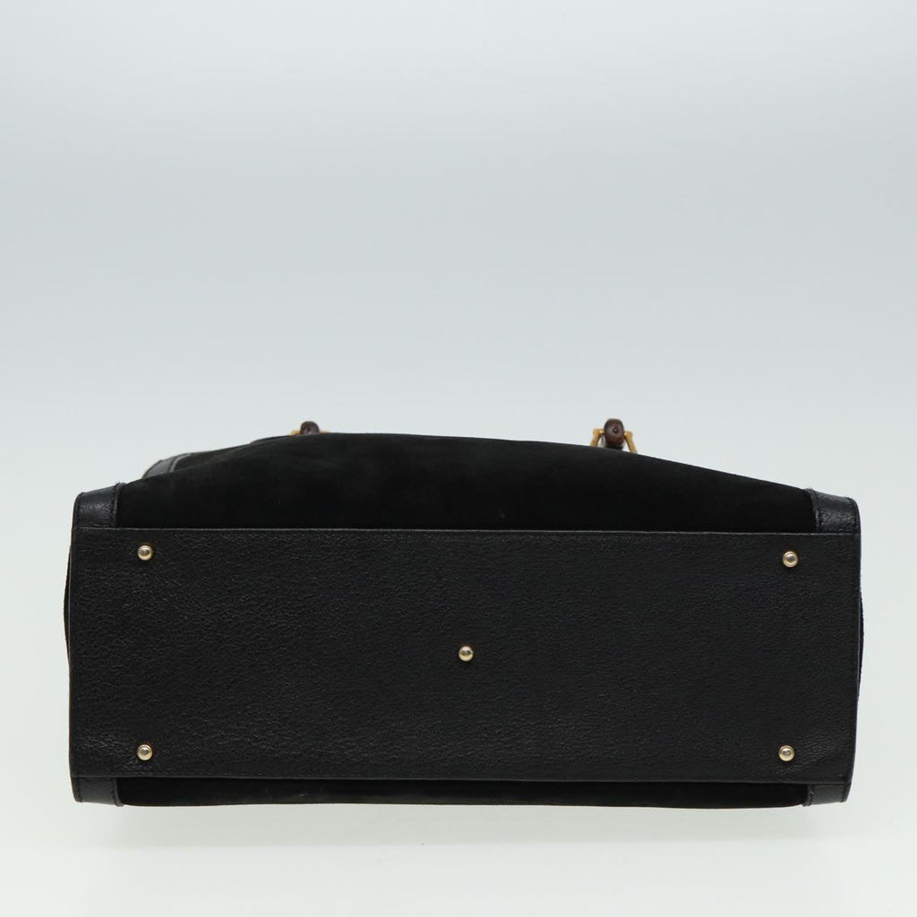 GUCCI Bamboo Hand Bag Suede Leather Black 002 1186 0260 81329