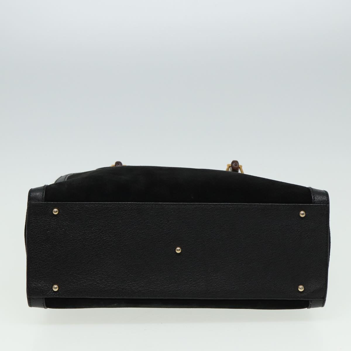 GUCCI Bamboo Hand Bag Suede Leather Black 002 1186 0260 81329