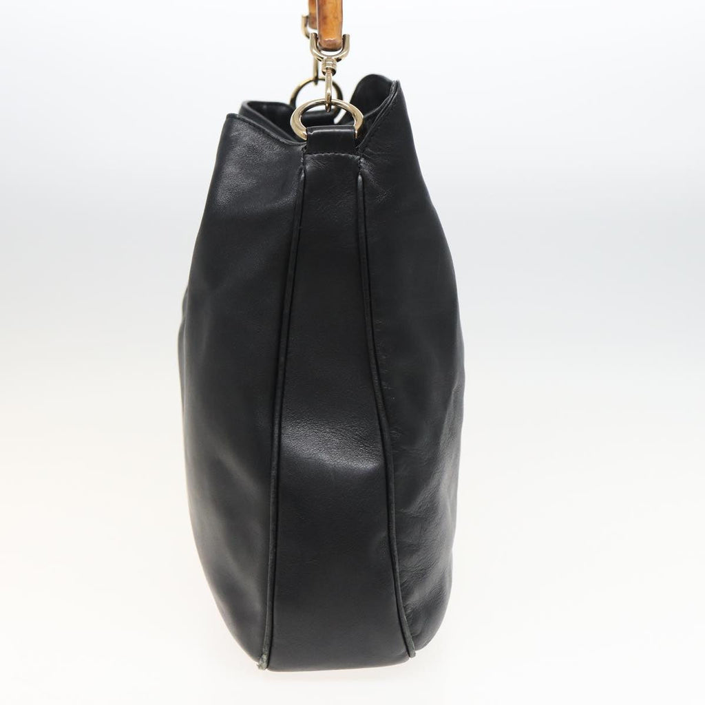 GUCCI Bamboo Hand Bag Leather 2way Black 001 1577 81330