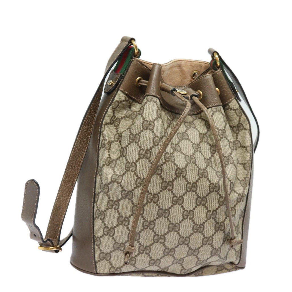 GUCCI GG Supreme Web Sherry Line Shoulder Bag PVC Beige 41 02 034 81369