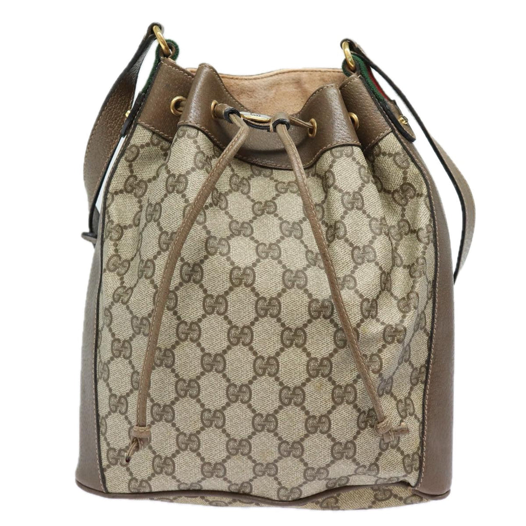 GUCCI GG Supreme Web Sherry Line Shoulder Bag PVC Beige 41 02 034 81369