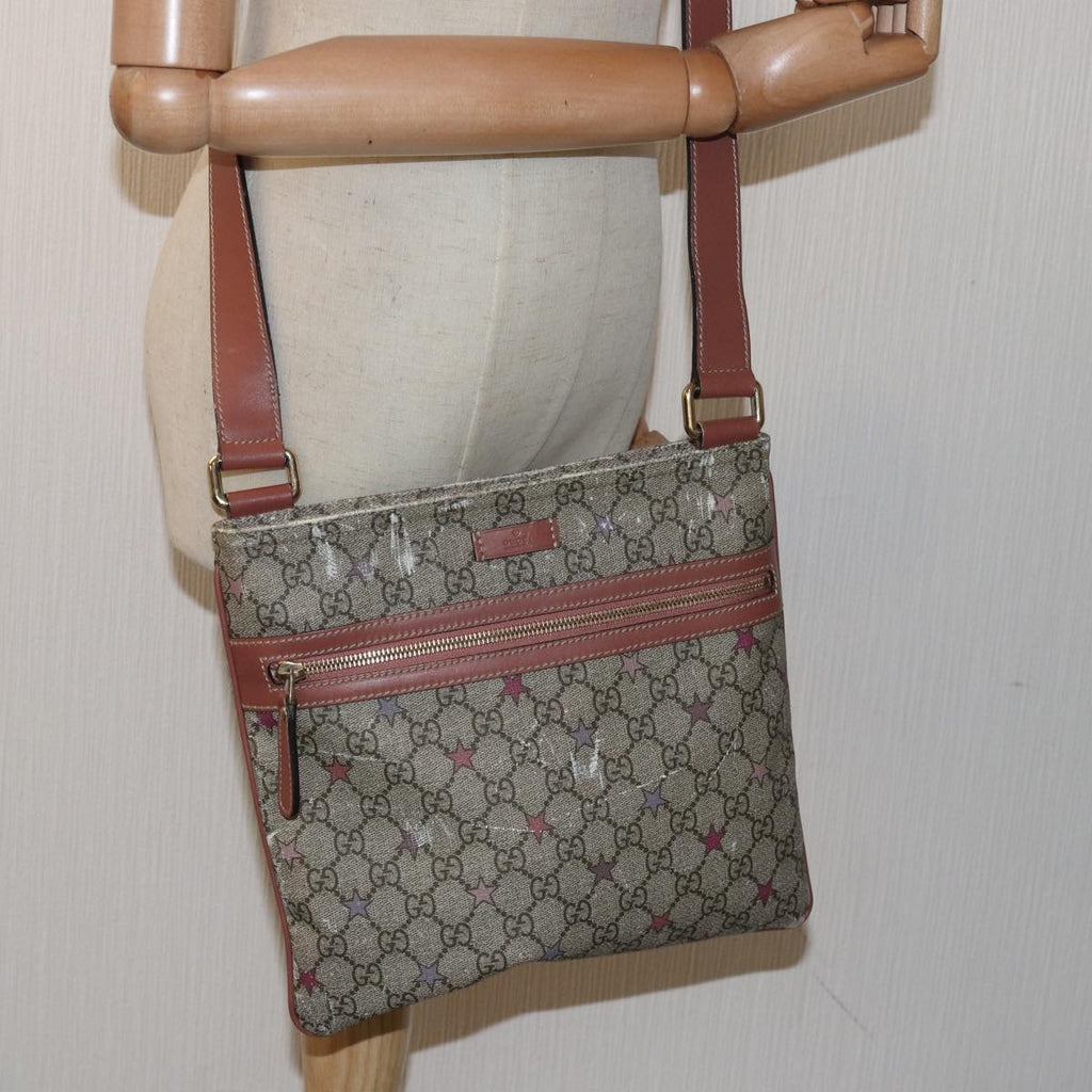 GUCCI GG Supreme Shoulder Bag PVC Leather Beige 295257 81454
