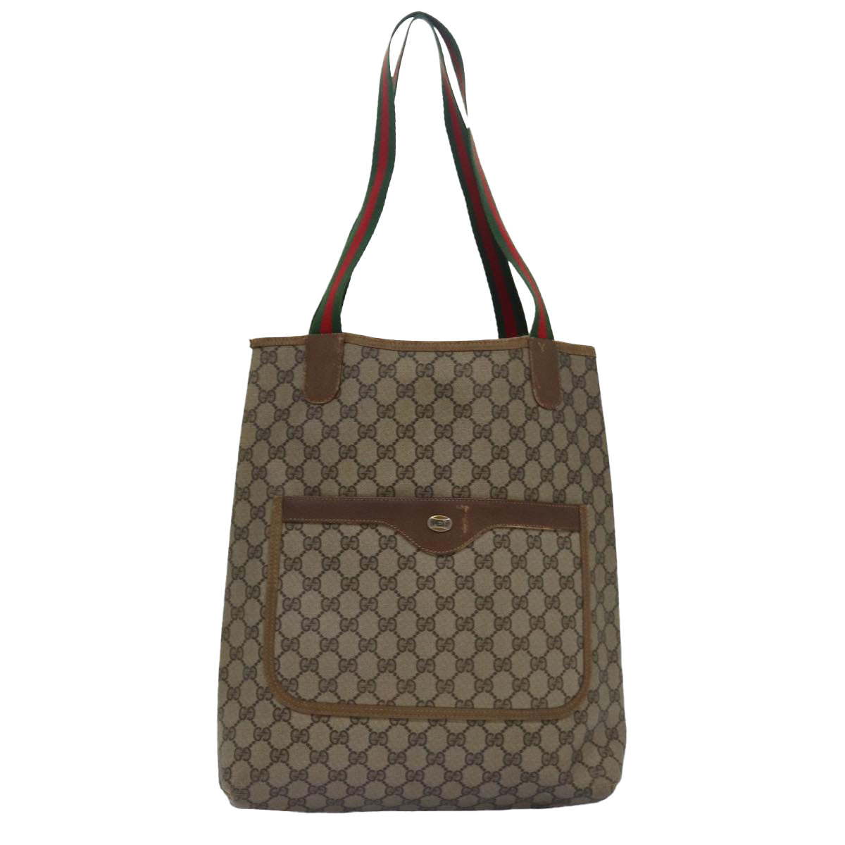 GUCCI GG Supreme Web Sherry Line Tote Bag PVC Leather Beige 39 02 003 81626