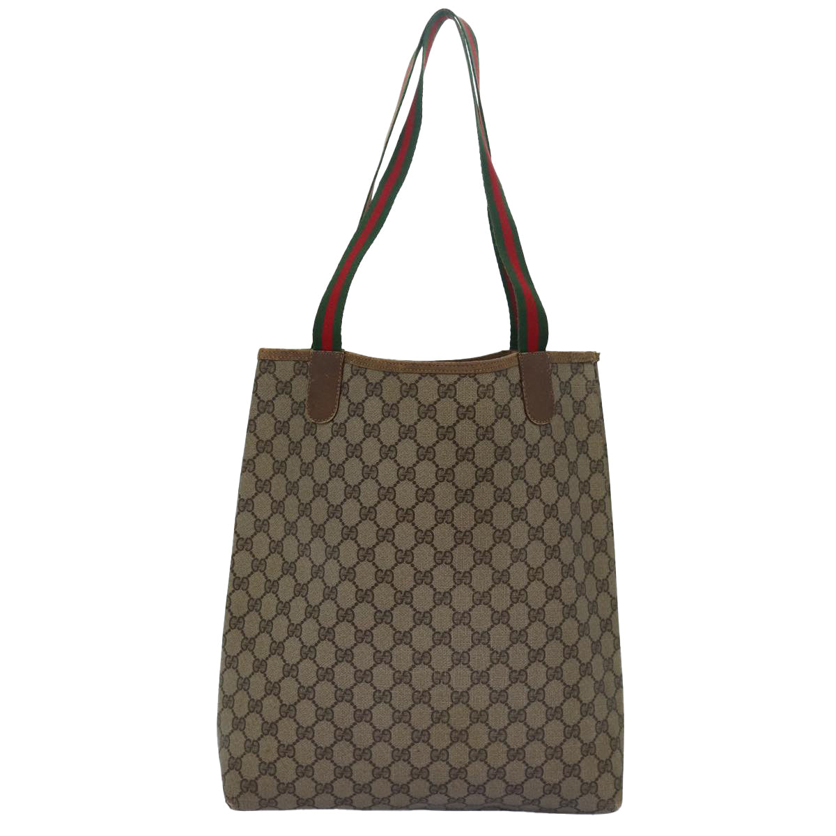 GUCCI GG Supreme Web Sherry Line Tote Bag PVC Leather Beige 39 02 003 81626