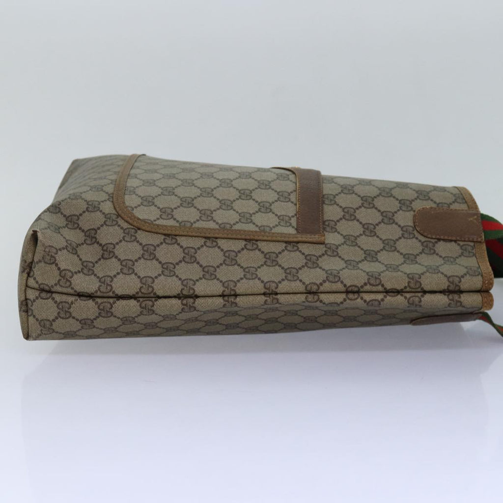 GUCCI GG Supreme Web Sherry Line Tote Bag PVC Leather Beige 39 02 003 81626