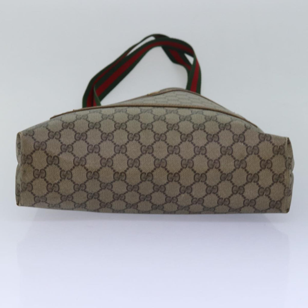 GUCCI GG Supreme Web Sherry Line Tote Bag PVC Leather Beige 39 02 003 81626