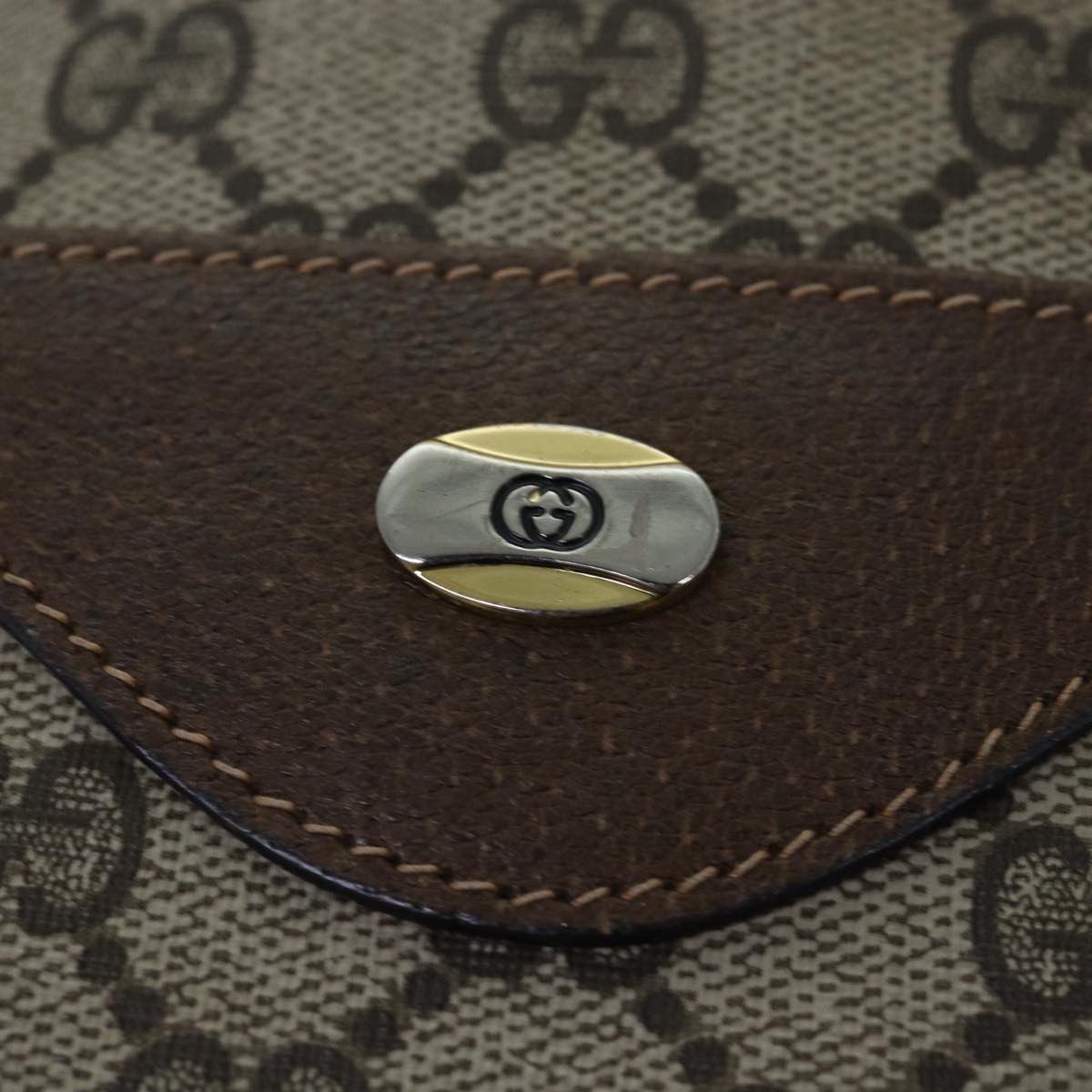 GUCCI GG Supreme Web Sherry Line Tote Bag PVC Leather Beige 39 02 003 81627