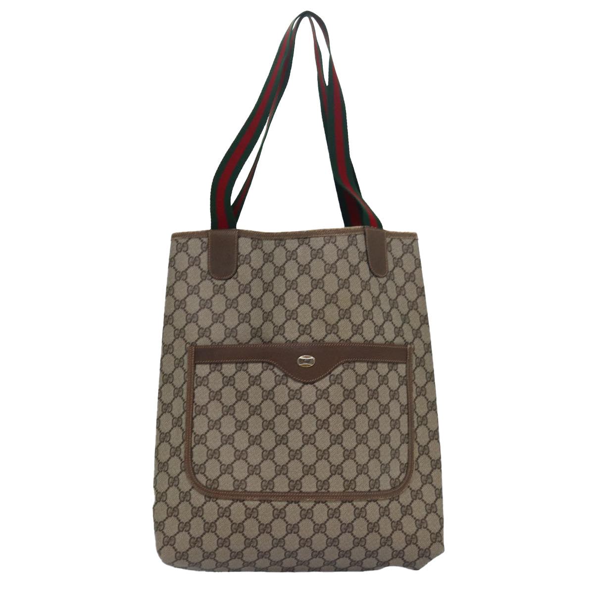 GUCCI GG Supreme Web Sherry Line Tote Bag PVC Leather Beige 39 02 003 81627