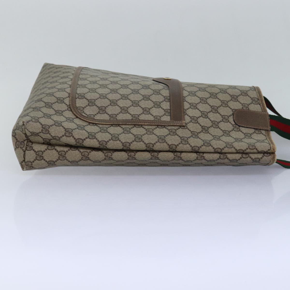 GUCCI GG Supreme Web Sherry Line Tote Bag PVC Leather Beige 39 02 003 81627