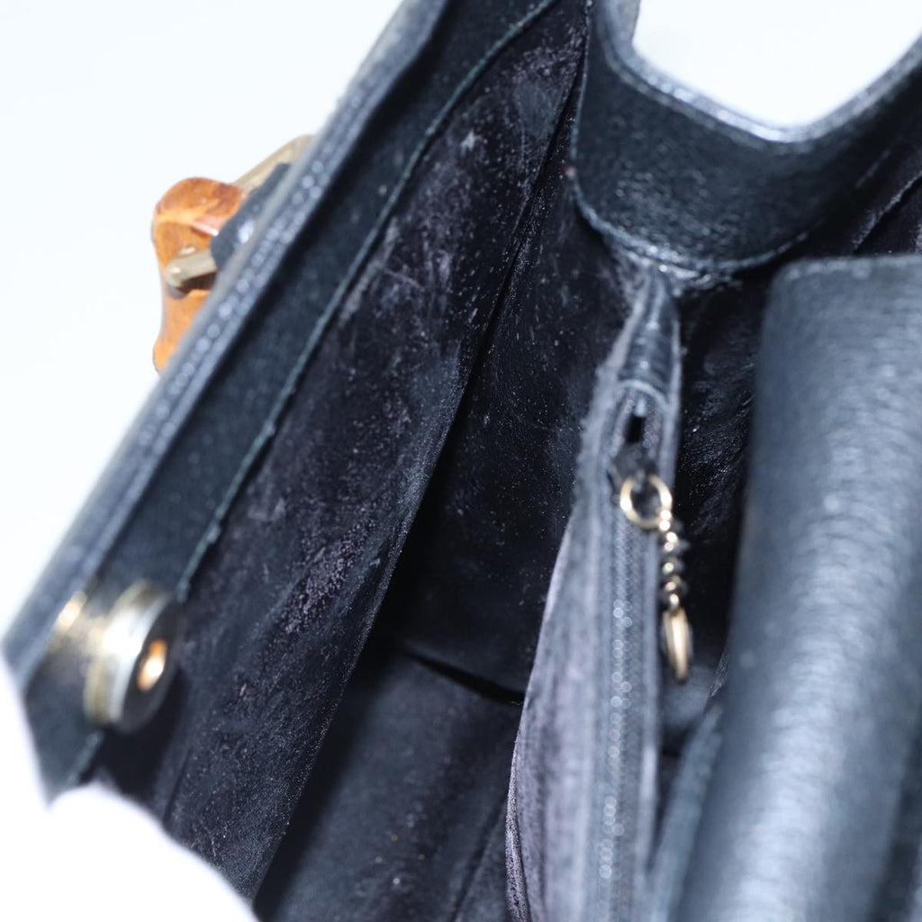 GUCCI Bamboo Hand Bag Leather Black 002 1095 0260 81629