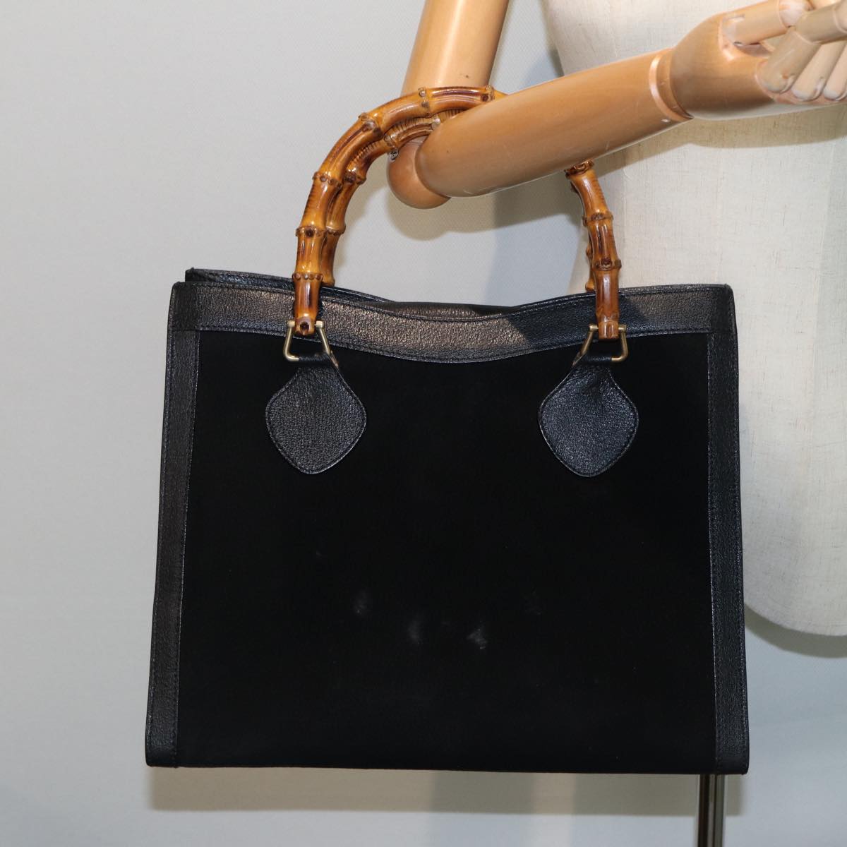 GUCCI Bamboo Hand Bag Leather Black 002 1095 0260 81629