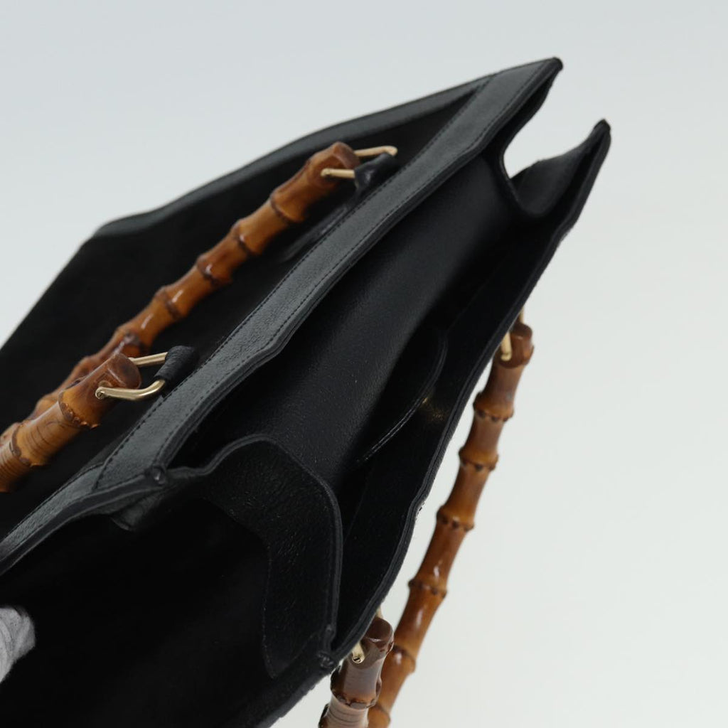 GUCCI Bamboo Hand Bag Leather Black 002 1095 0260 81629