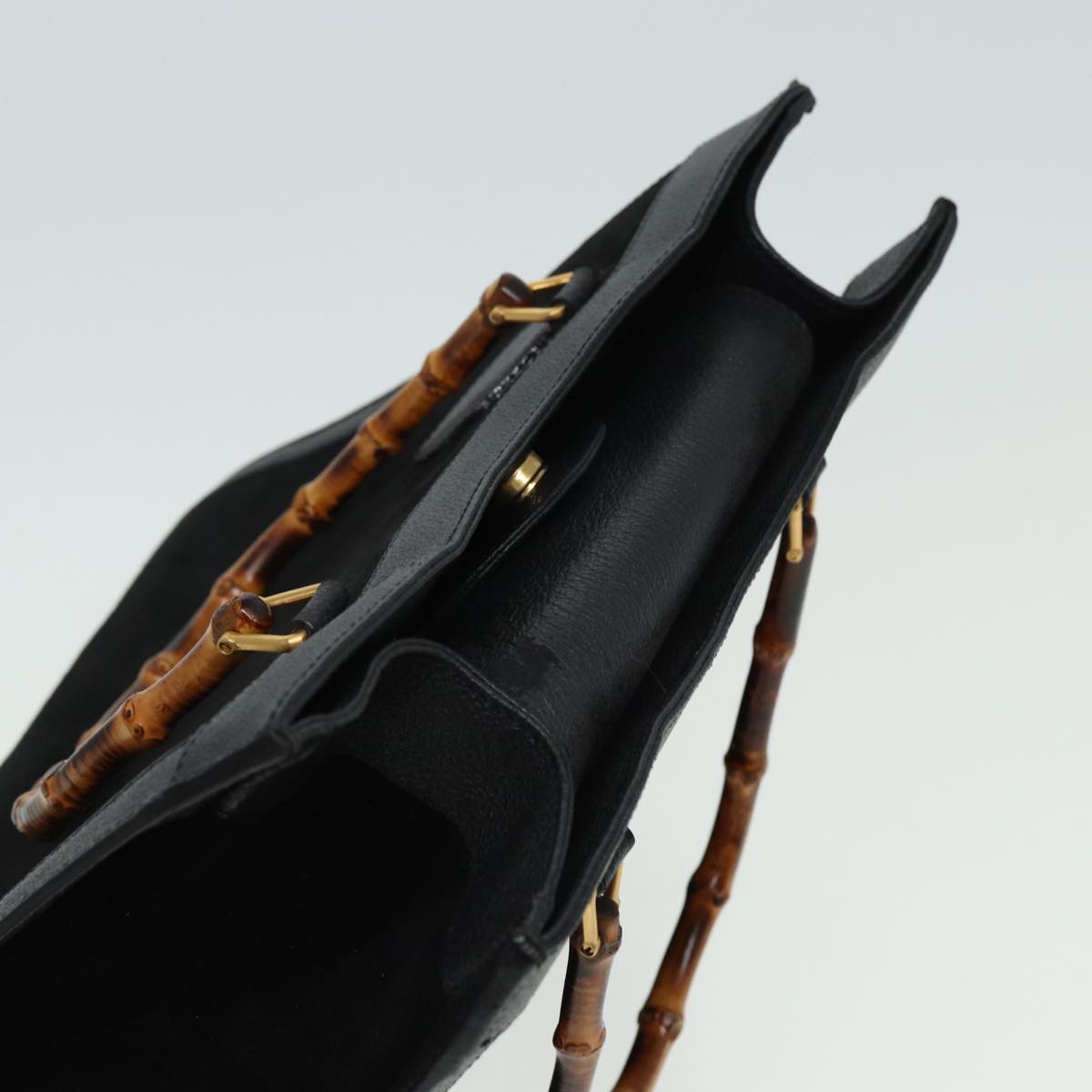 GUCCI Bamboo Hand Bag Leather Black 002 1095 0260 81630