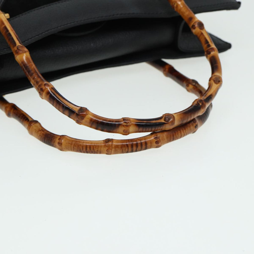 GUCCI Bamboo Hand Bag Leather Black 002 1095 0260 81630