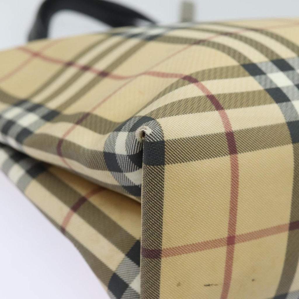 BURBERRY Nova Check Hand Bag PVC Leather Beige 81673