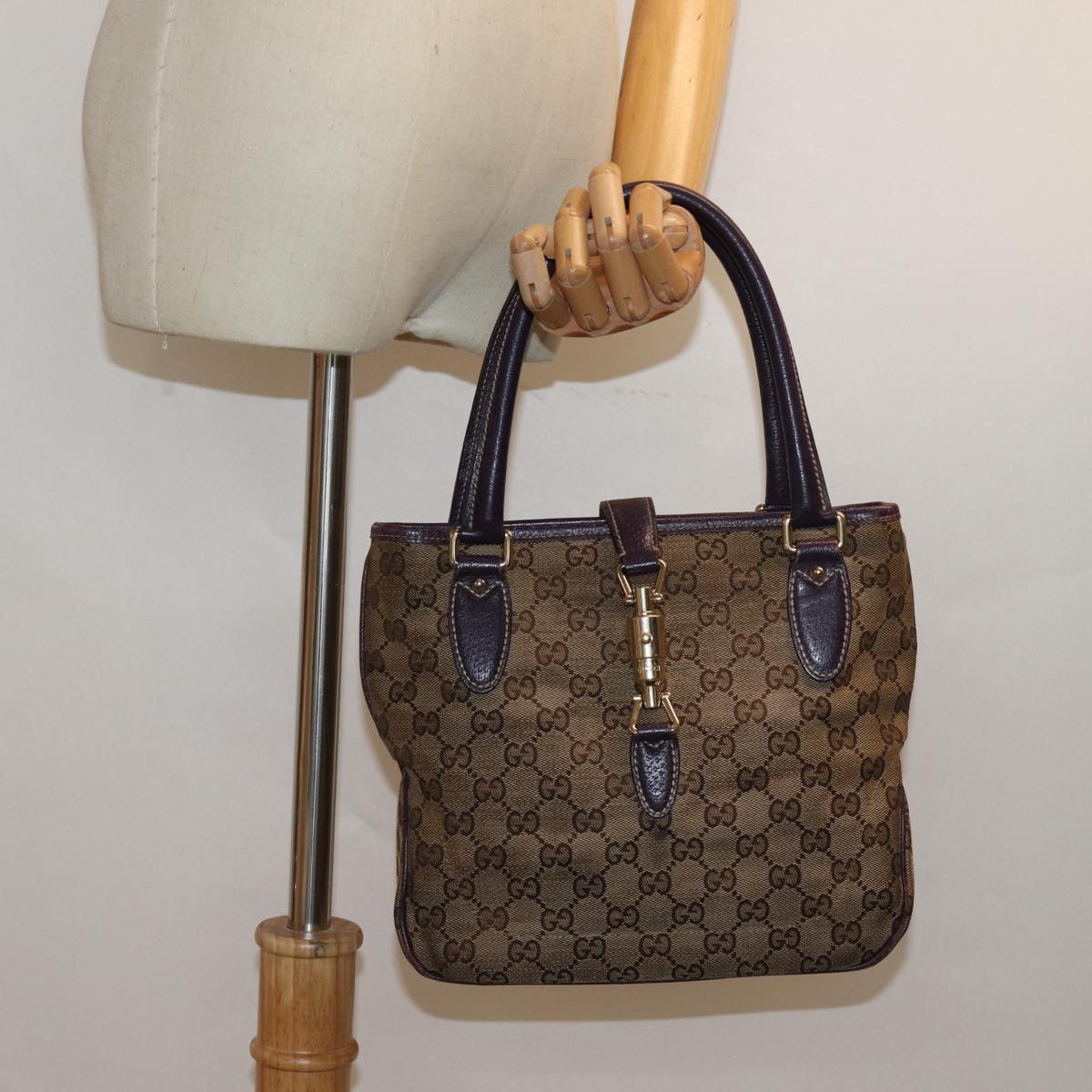 GUCCI New Jackie GG Canvas Hand Bag Beige 145817 81780