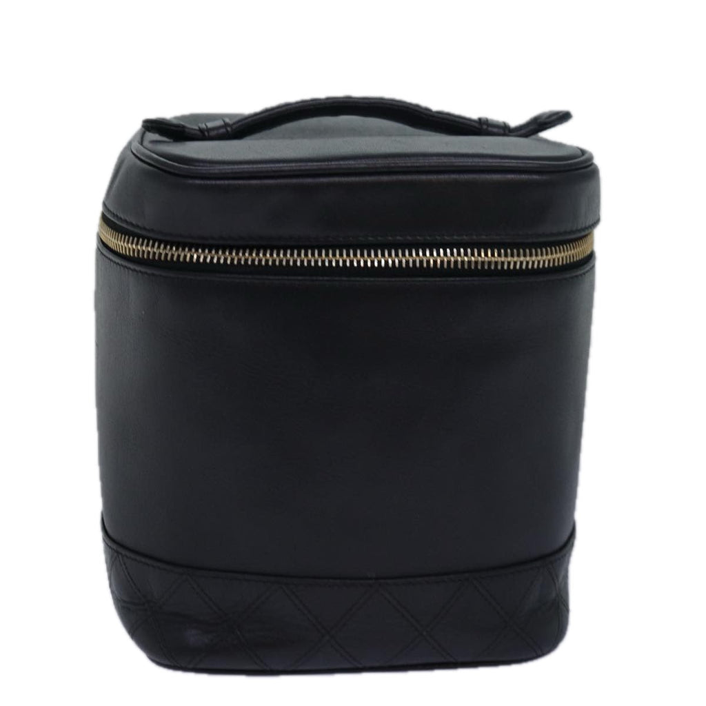 CHANEL Vanity Bicolore Pouch Leather Black CC 81781