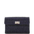 CHANEL Mademoiselle Chocolate Bar Clutch Quilted Denim Small