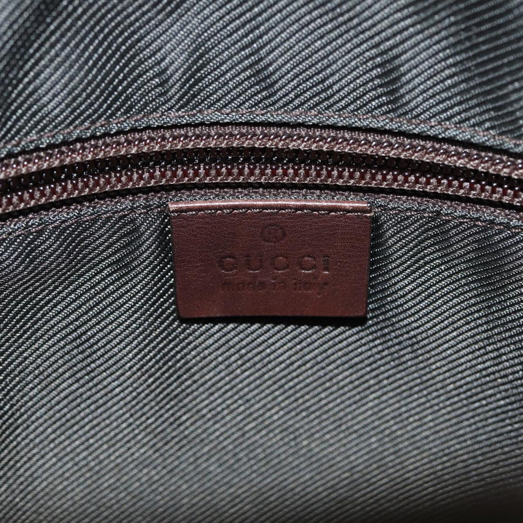 GUCCI Shoulder Bag PVC Leather Beige Dark Brown 92551 81805