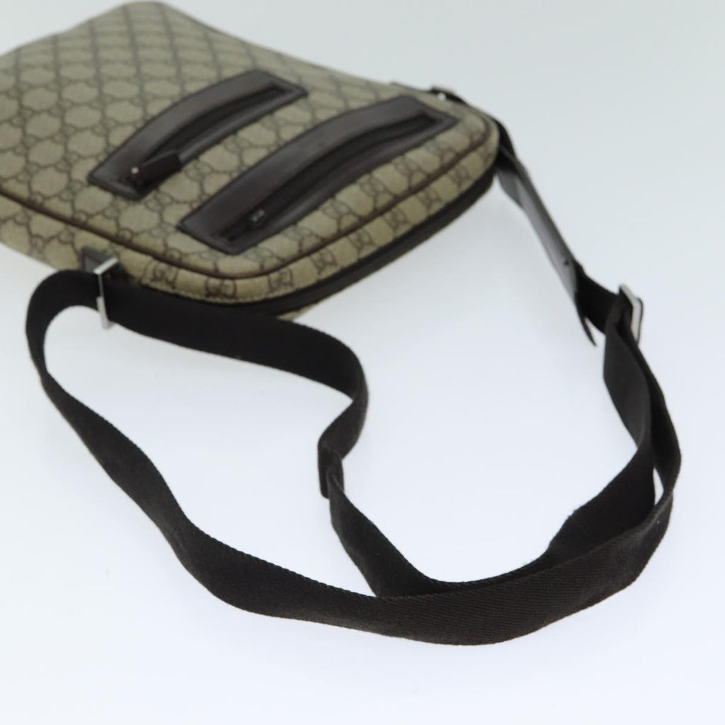 GUCCI Shoulder Bag PVC Leather Beige Dark Brown 92551 81805