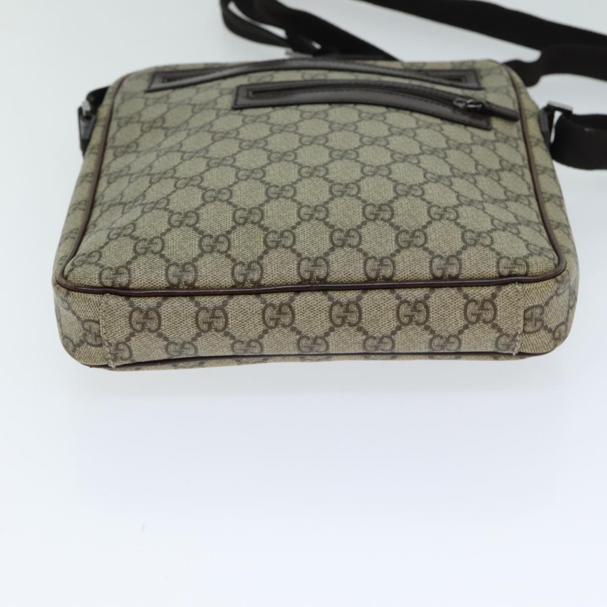 GUCCI Shoulder Bag PVC Leather Beige Dark Brown 92551 81805