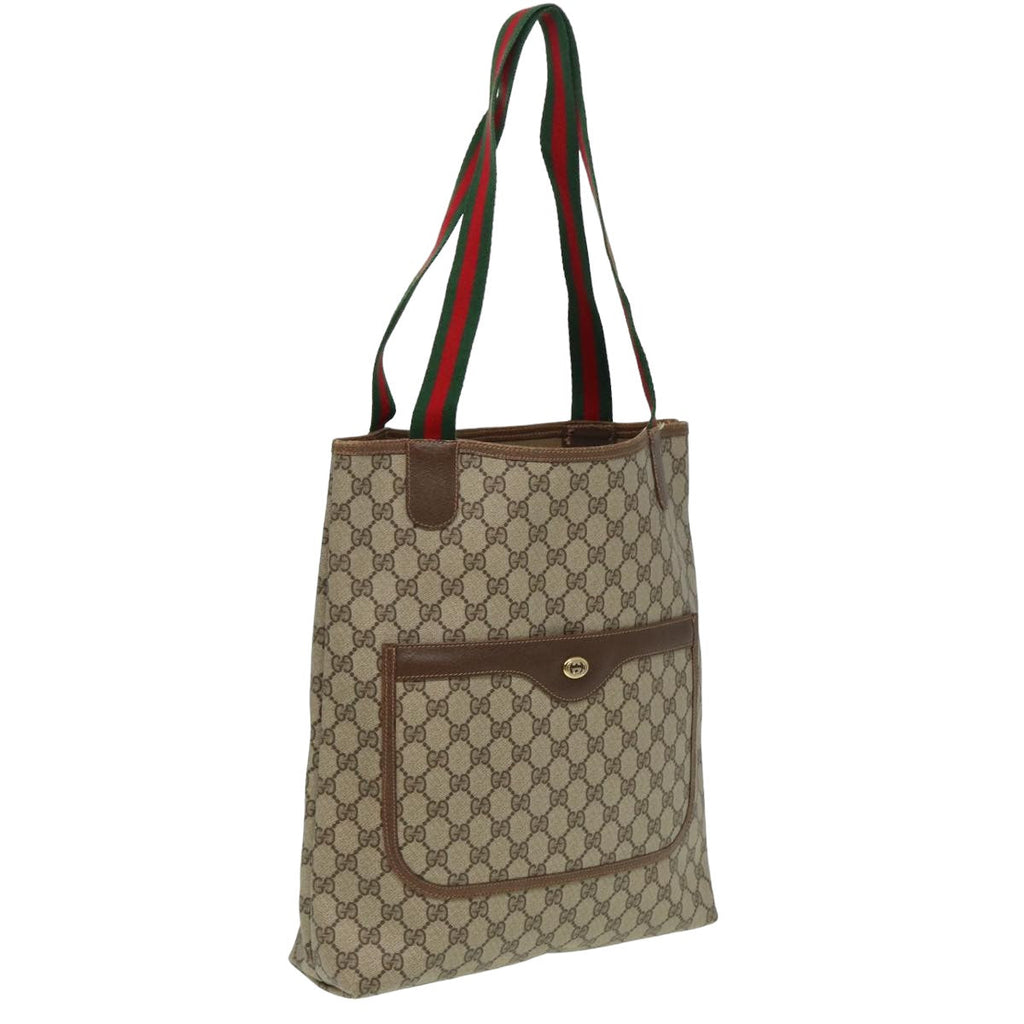GUCCI GG Supreme Web Sherry Line Tote Bag Beige 40 02 003 81810