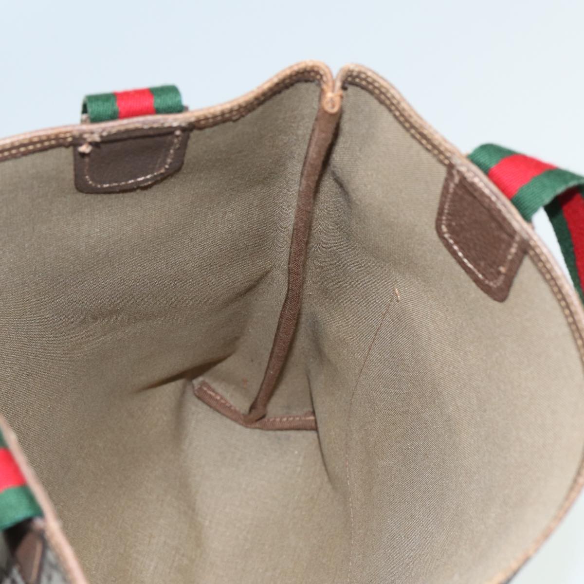 GUCCI GG Supreme Web Sherry Line Tote Bag Beige 40 02 003 81810