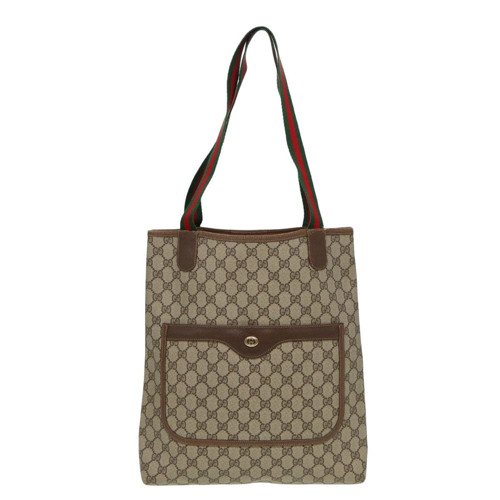GUCCI GG Supreme Web Sherry Line Tote Bag Beige 40 02 003 81810