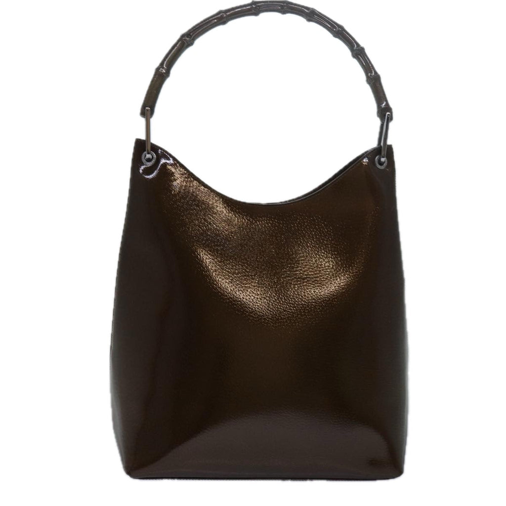 GUCCI Bamboo Shoulder Bag Enamel Brown 001 2122 3006 81842