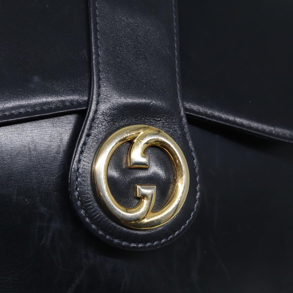 GUCCI Hand Bag Leather Black 81848