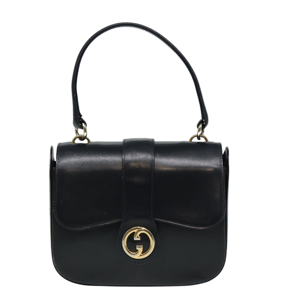 GUCCI Hand Bag Leather Black 81848