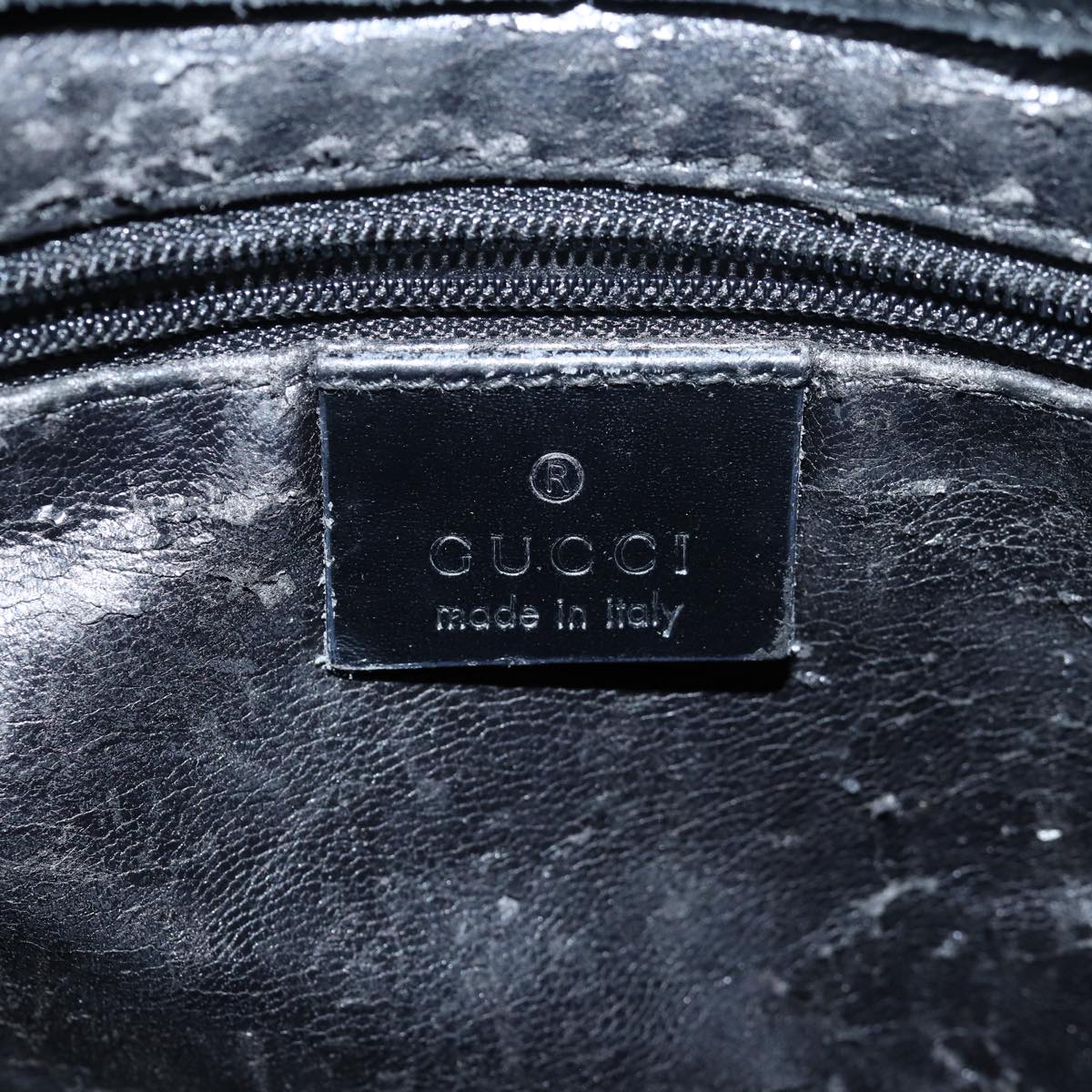 GUCCI Bamboo GG Canvas Shoulder Bag Suede Black 81858