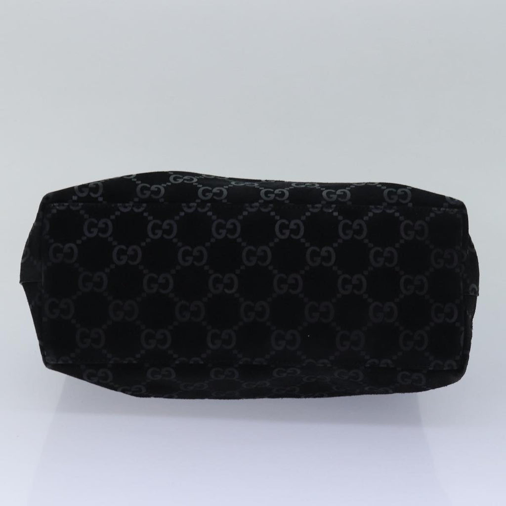 GUCCI Bamboo GG Canvas Shoulder Bag Suede Black 81858