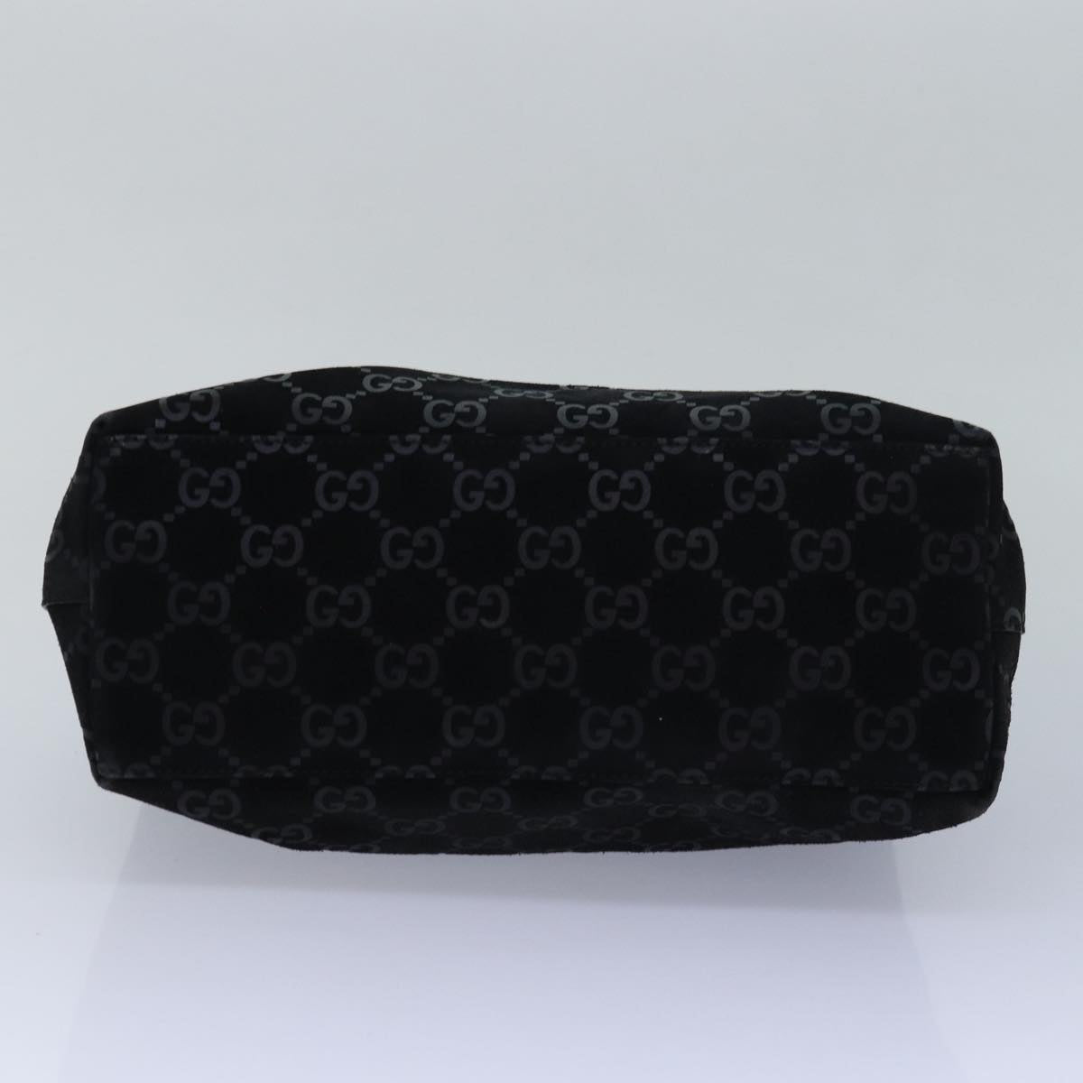 GUCCI Bamboo GG Canvas Shoulder Bag Suede Black 81858