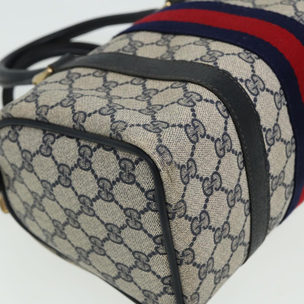 GUCCI GG Canvas Boston Bag PVC Leather Navy 40 3841 81871