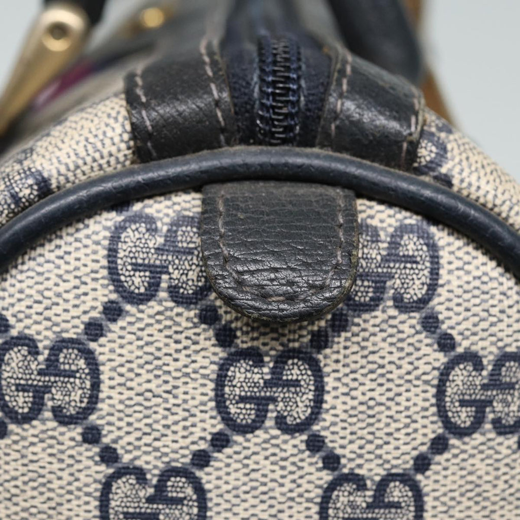 GUCCI GG Canvas Boston Bag PVC Leather Navy 40 3841 81871