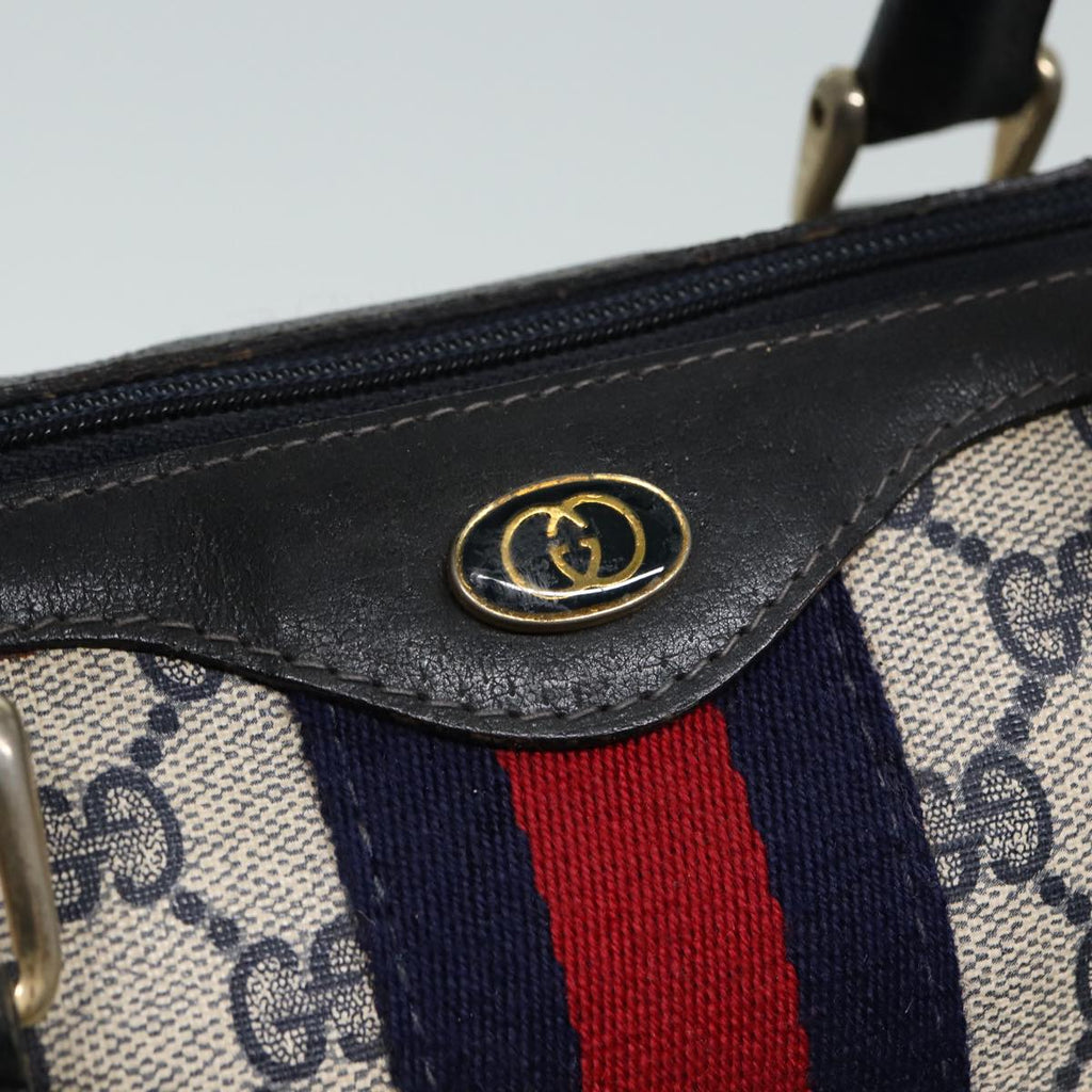 GUCCI GG Canvas Boston Bag PVC Leather Navy 40 3841 81871