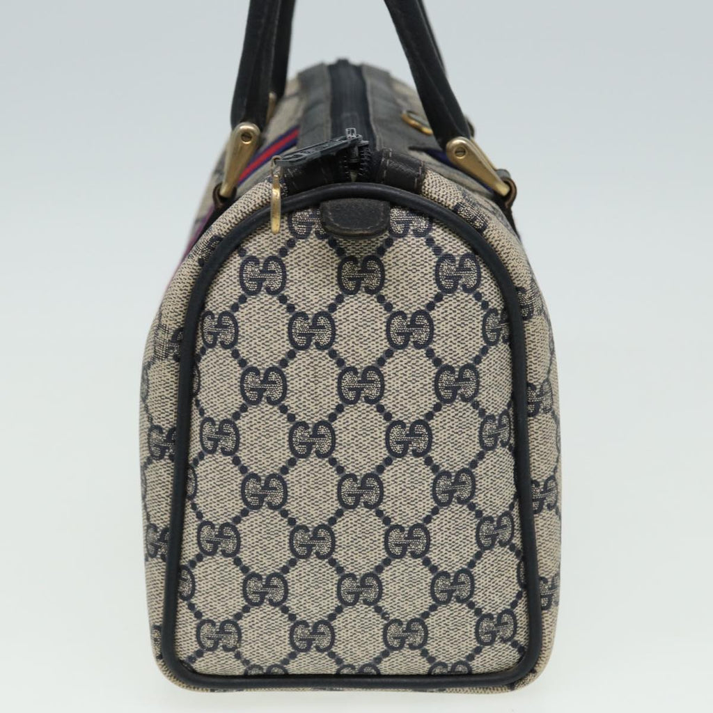 GUCCI GG Canvas Boston Bag PVC Leather Navy 40 3841 81871