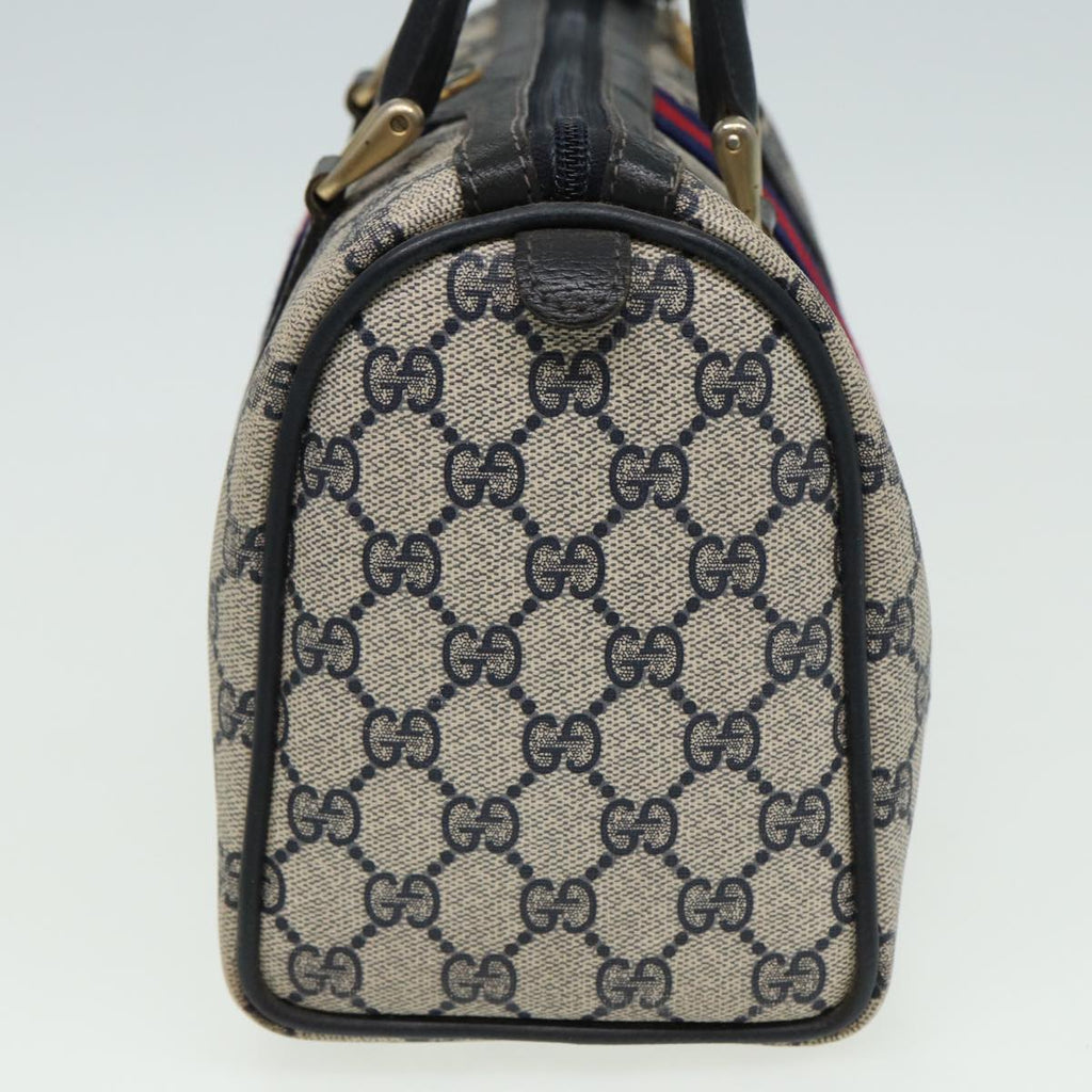 GUCCI GG Canvas Boston Bag PVC Leather Navy 40 3841 81871
