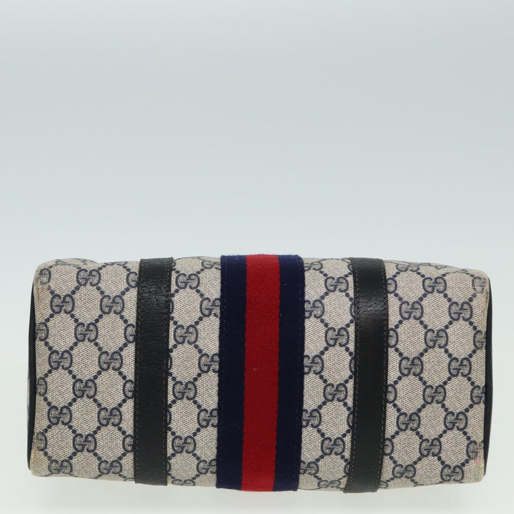 GUCCI GG Canvas Boston Bag PVC Leather Navy 40 3841 81871