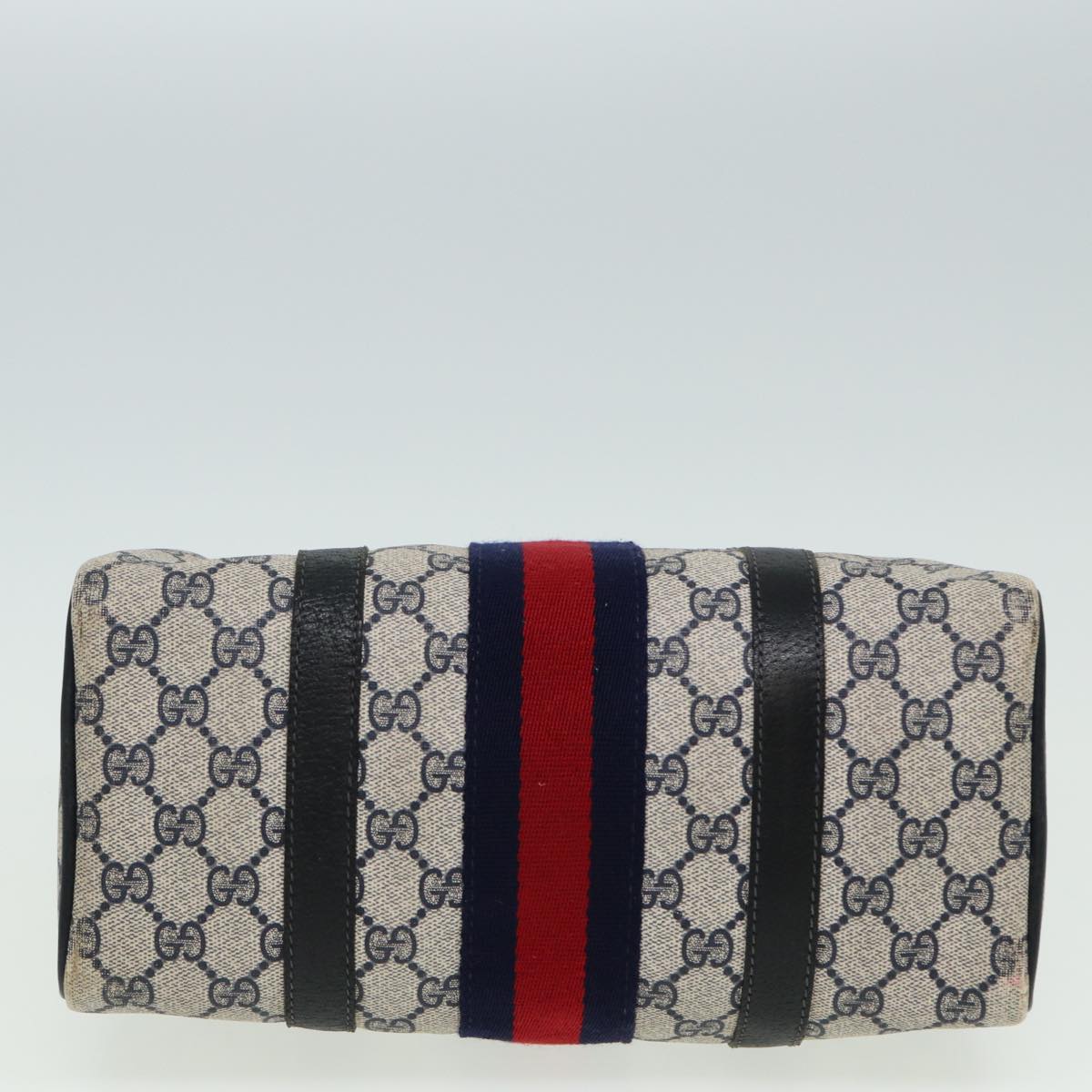GUCCI GG Canvas Boston Bag PVC Leather Navy 40 3841 81871