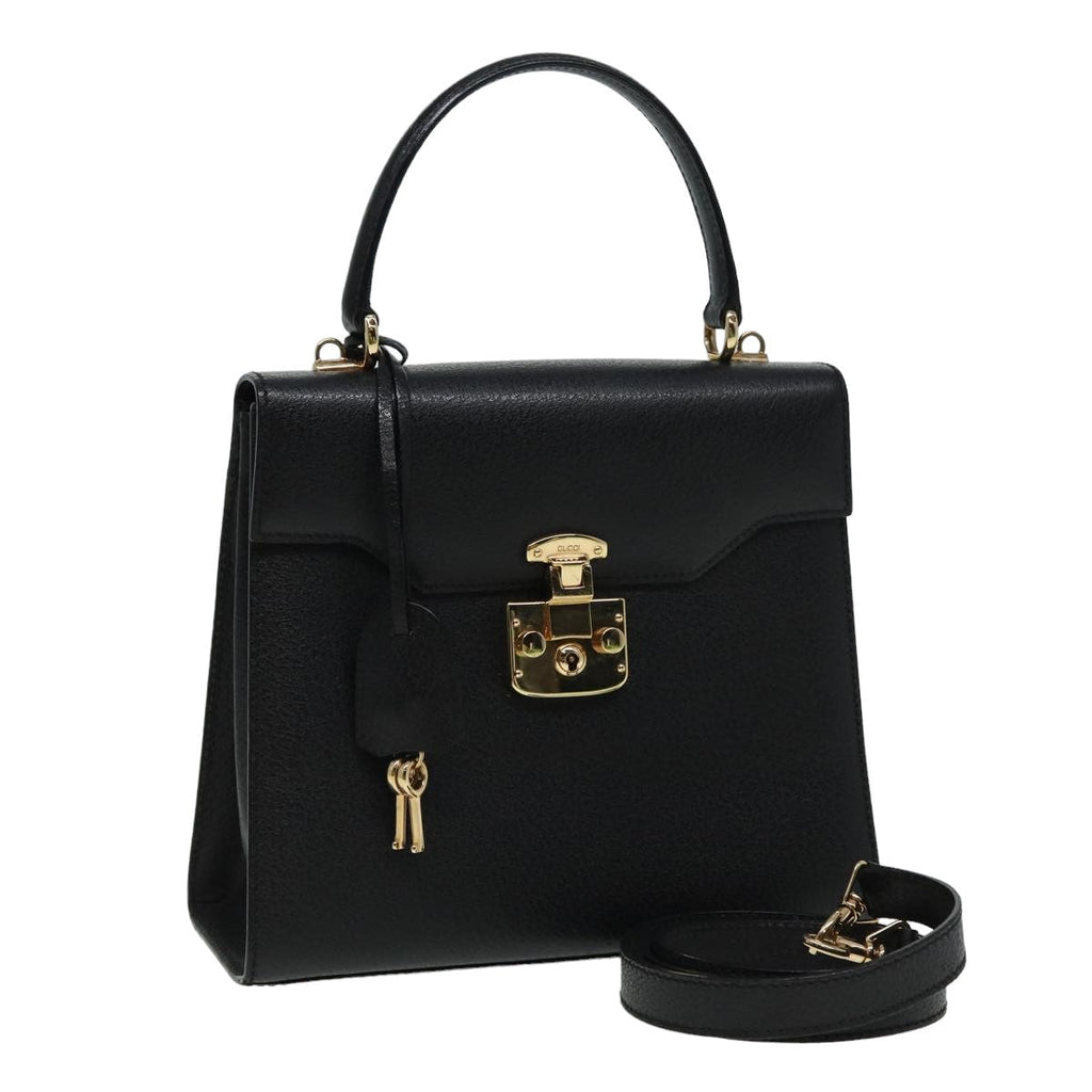 GUCCI Ready Lock Hand Bag Leather 2way Black 000 2026 0258 81897
