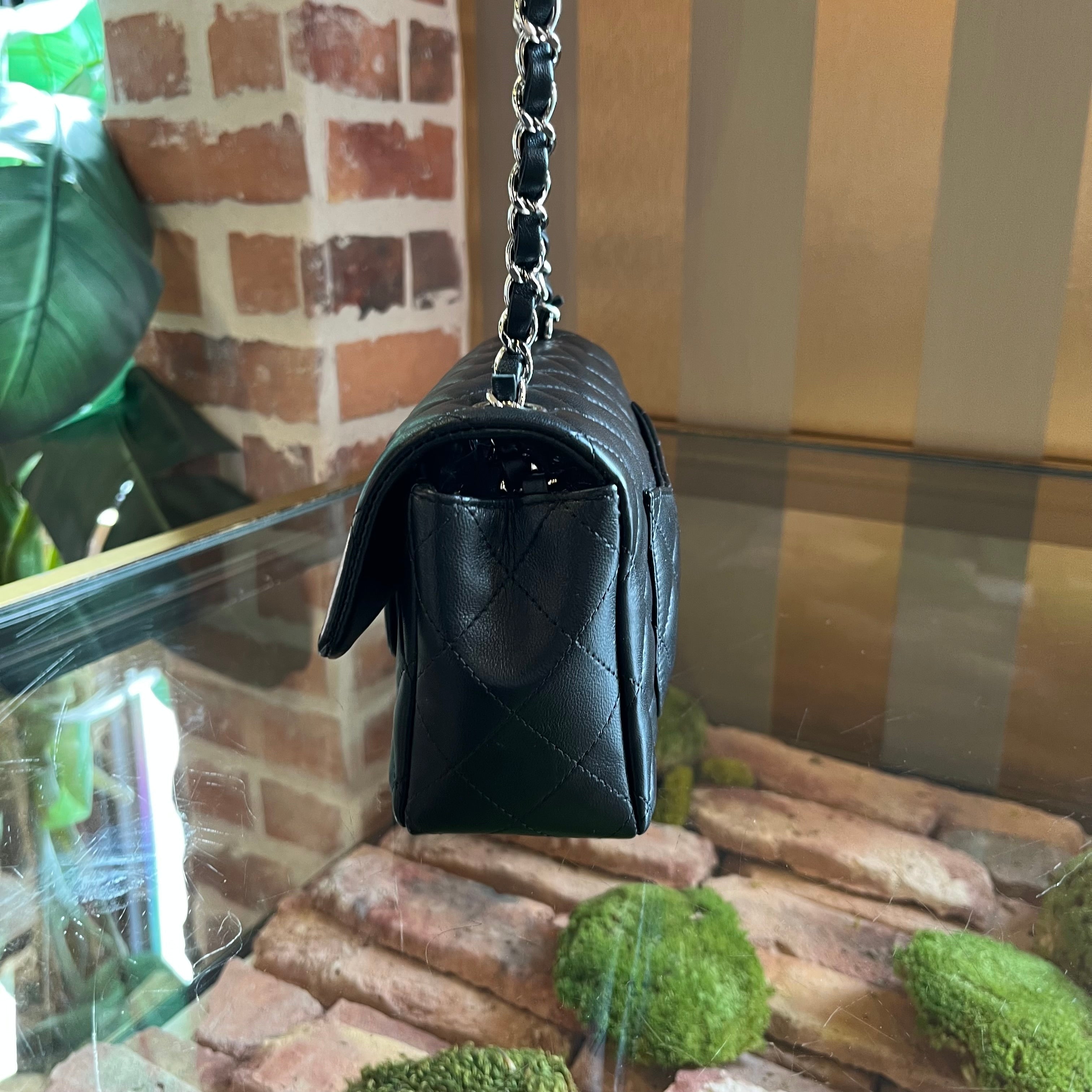 CHANEL Rectangular Mini Classic Black Lambskin Flap Shoulder Bag