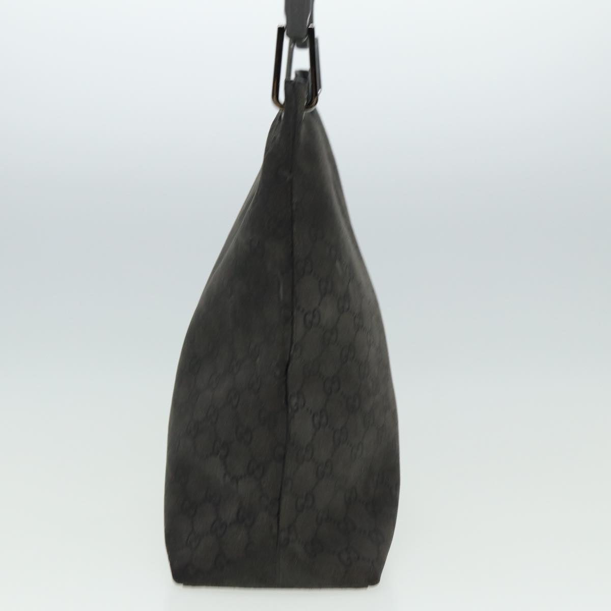 GUCCI Bamboo GG Canvas Shoulder Bag Suede Gray 81910