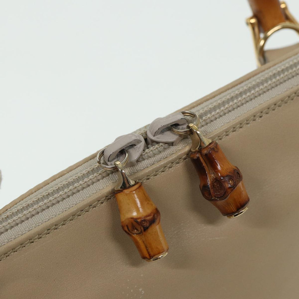 GUCCI Bamboo Hand Bag Leather Beige 81937