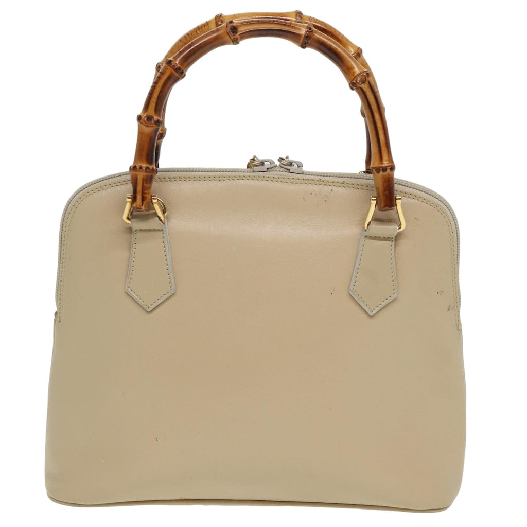 GUCCI Bamboo Hand Bag Leather Beige 81937