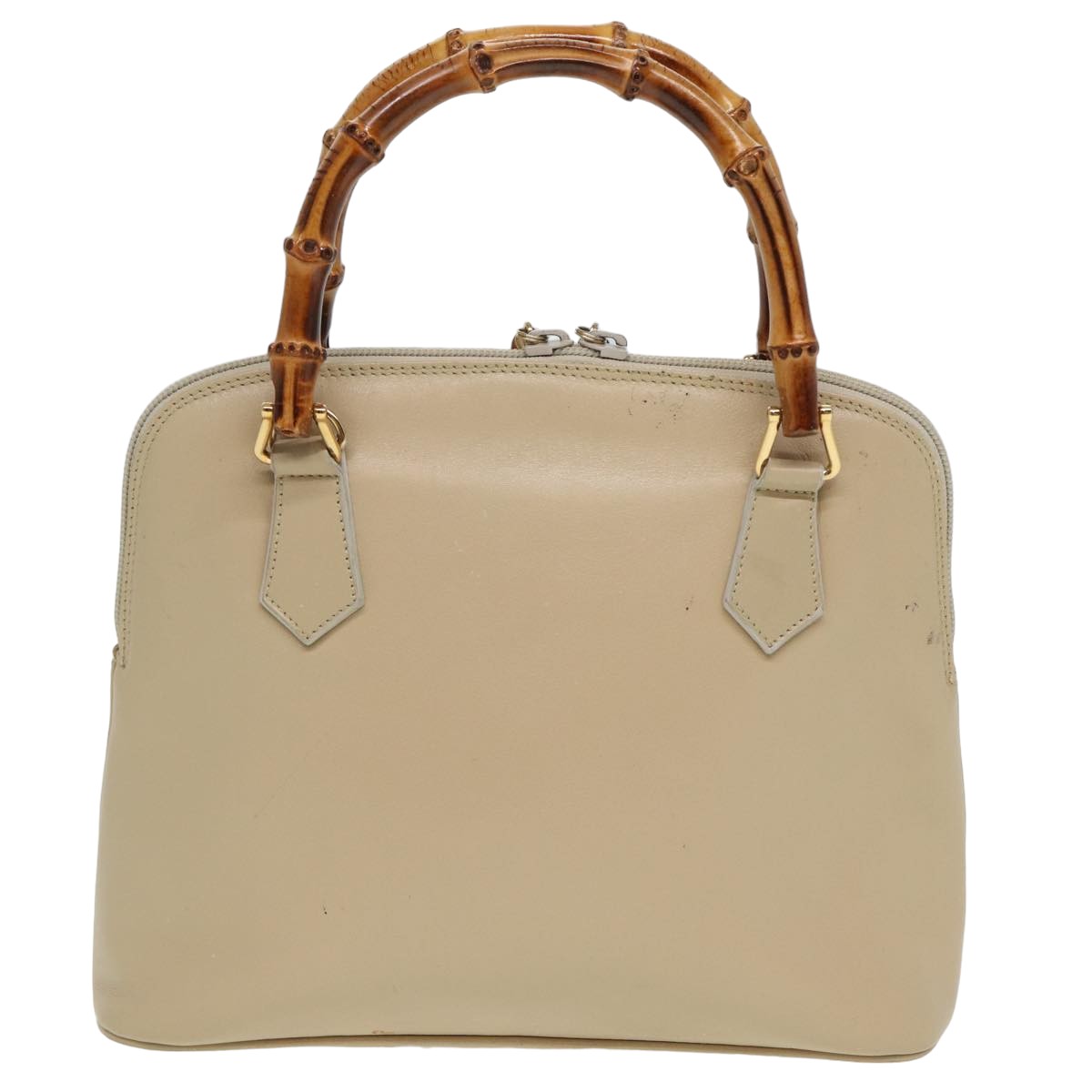 GUCCI Bamboo Hand Bag Leather Beige 81937