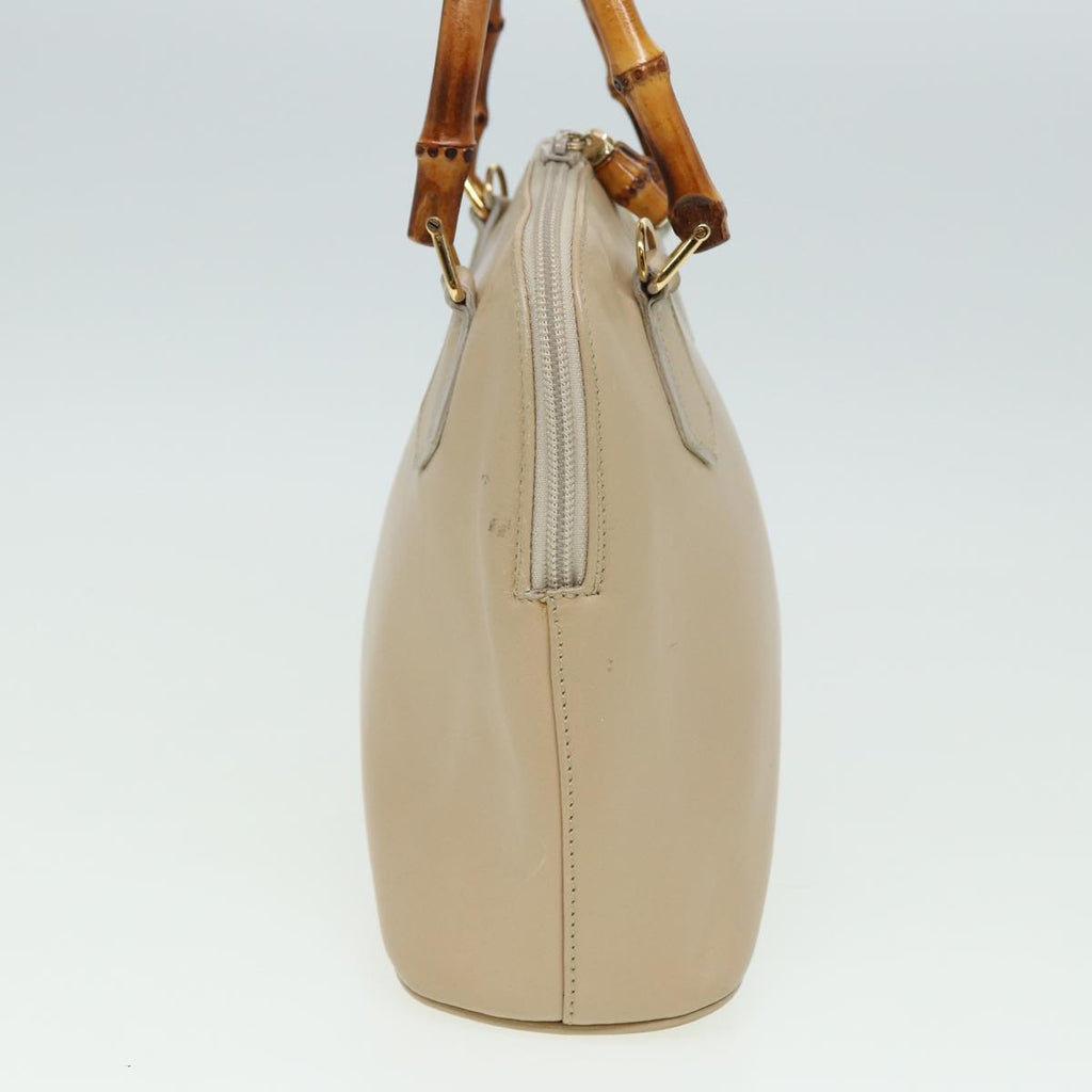 GUCCI Bamboo Hand Bag Leather Beige 81937